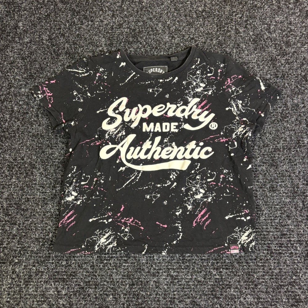 Superdry Vintage True Original Paint Splatter Graphic Tee Black Pink White S